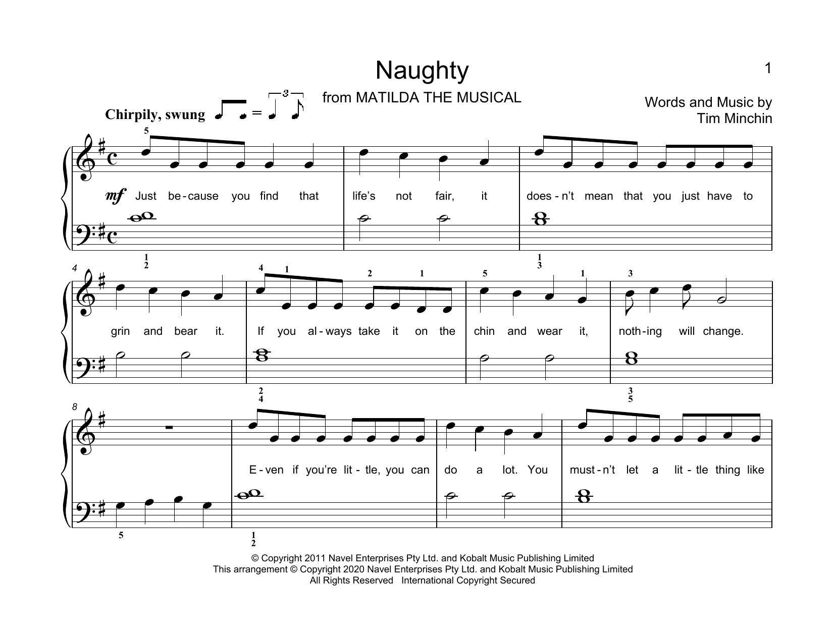 Produktbild zu: Naughty (from Matilda The Musical) (arr. Christopher Hussey)