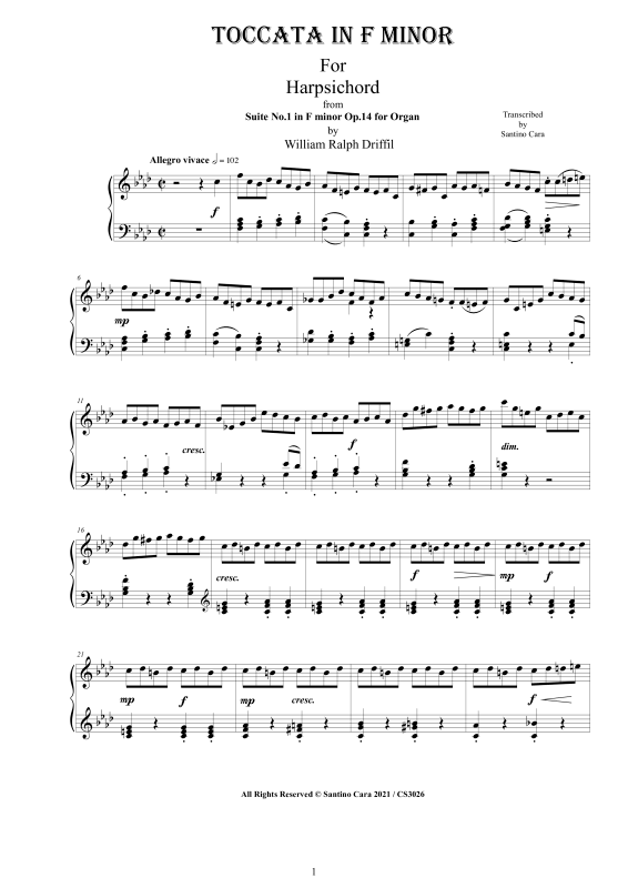 Produktbild zu: Toccata in F MinorWilliam Ralph Driffil