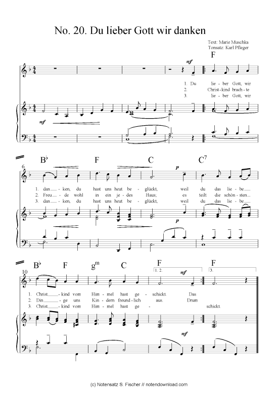Product picture to: Du lieber Gott wir danken (inklusive Kapo-Version)  (Klavier + Gesang) arr. Karl Pfleger