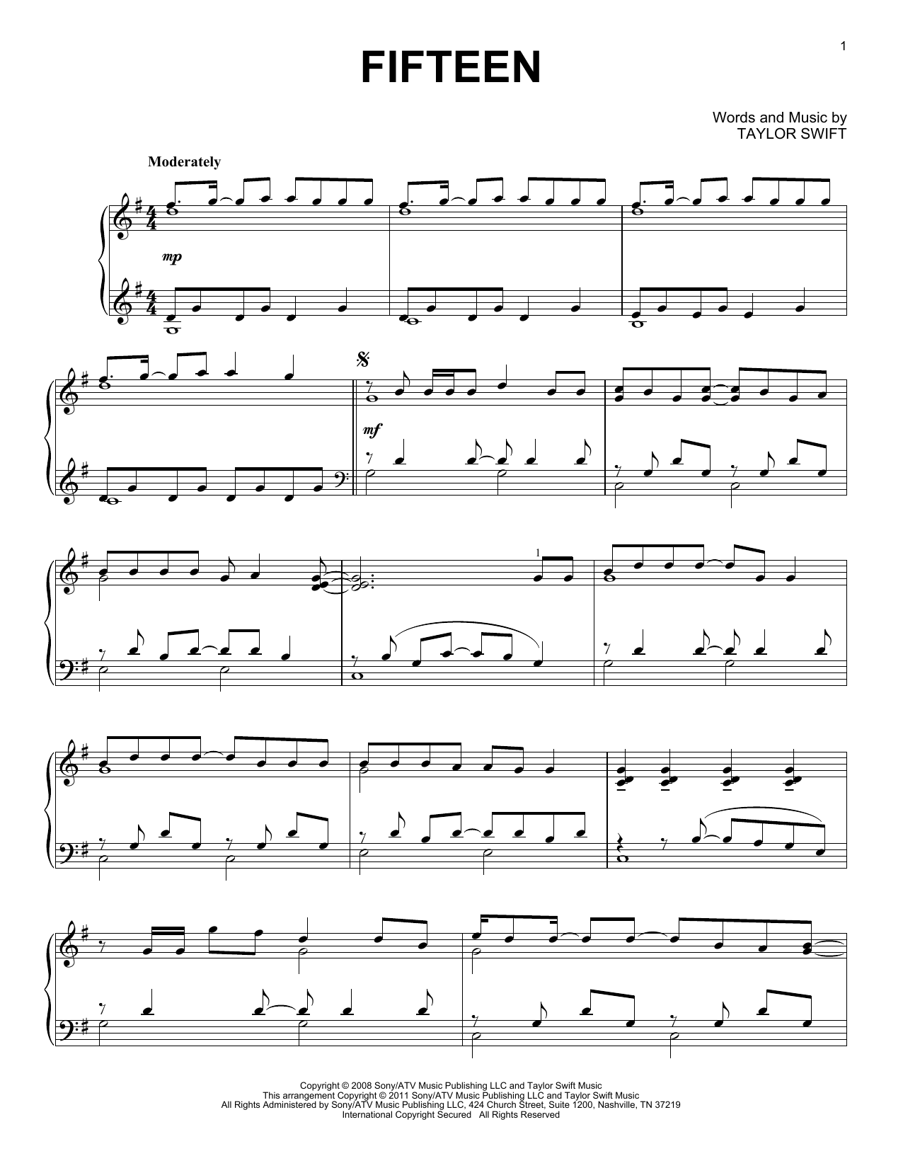 Product picture to:  Fifteen - Taylor Swift