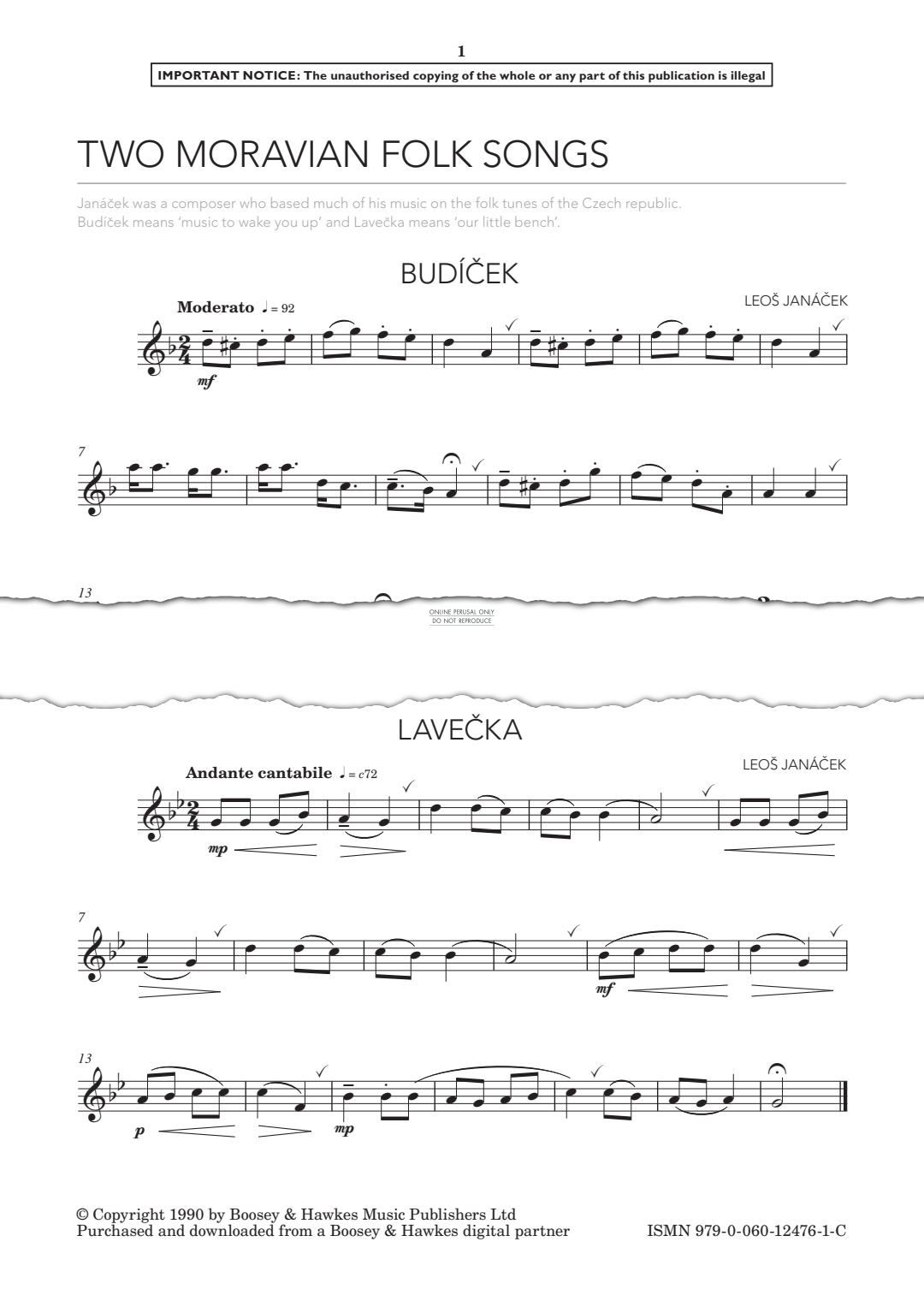 Produktgalerie: Seite 1 von 1 Two Moravian Folk Songs, Leos Janacek, Klavier, Saxophon