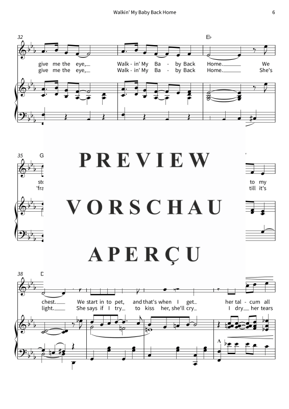 Produktgalerie: Seite 8 von 9 Walkin´ My Baby Back Home - Tin Pan Alley Classic - Vocal & Piano in Eb Major with Lyrics, , Gesang und Klavier