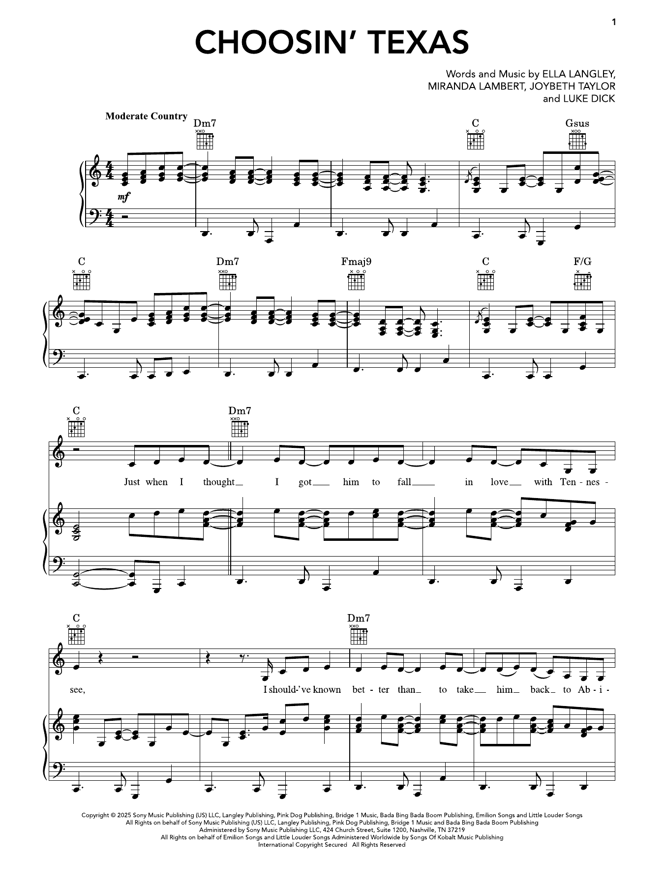 Produktgalerie: Seite 1 von 1 Choosin' Texas, Ella Langley, Gesang, Gitarre, Klavier