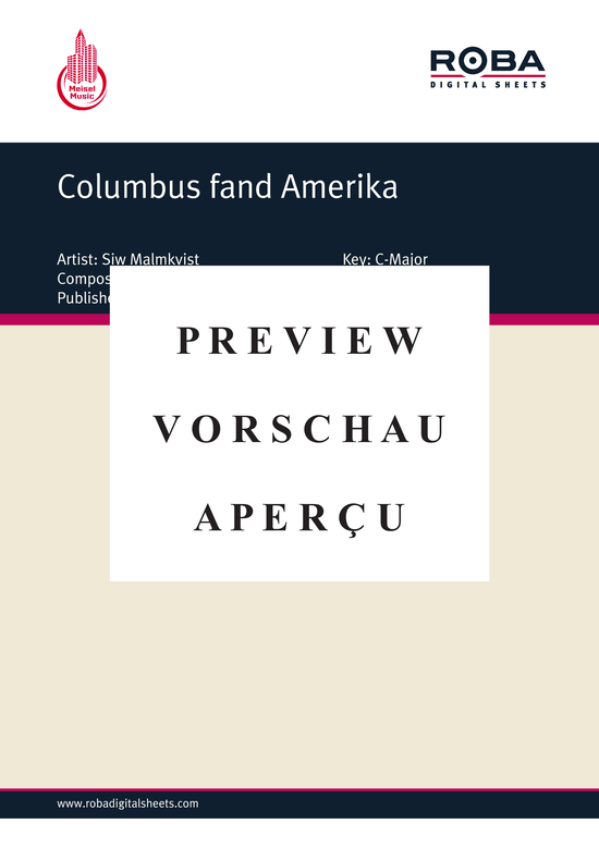 Produktgalerie: Seite 2 von 4 Columbus fand Amerika, Malmkvist, 	Siw, Klavier und Gesang