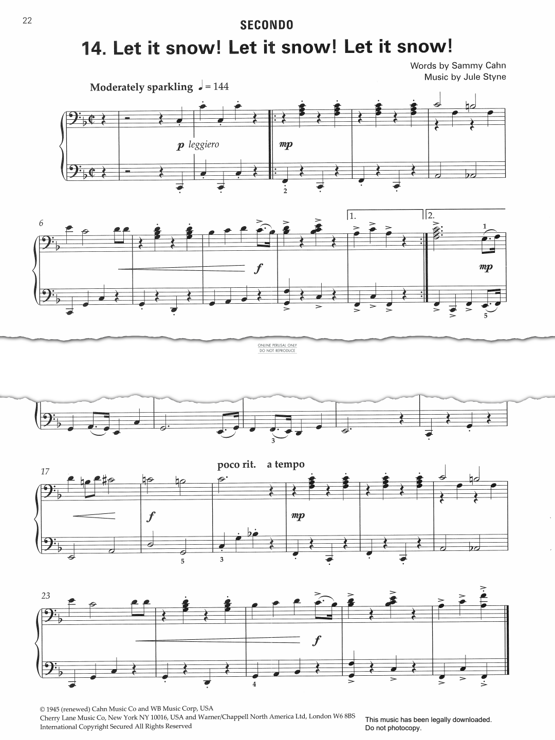 Produktgalerie: Seite 1 von 1 Let It Snow! Let It Snow! Let It Snow!, Jule Styne, Klavier