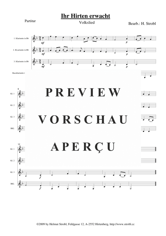 gallery: Ihr Hirten erwacht, , Klarinettenquartett