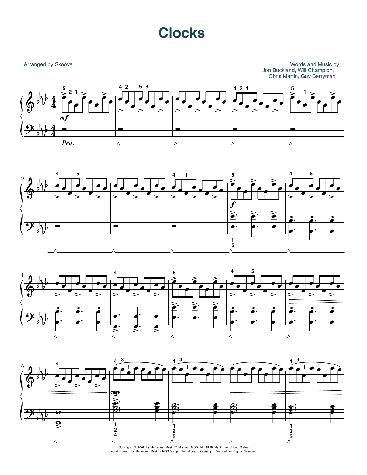 Produktbild zu: Clocks (arr. Skoove)