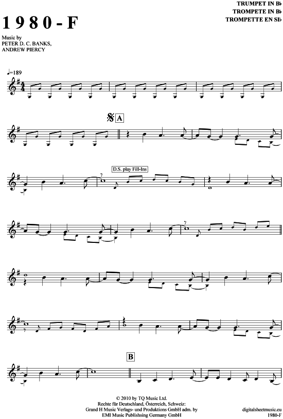 Produktgalerie: Seite 1 von 4 1980-F , After the Fire, Trompete in B