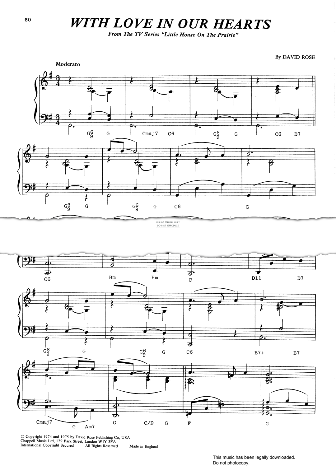 Produktbild zu: With Love In Our Hearts (from 'Little House On The Prairie')