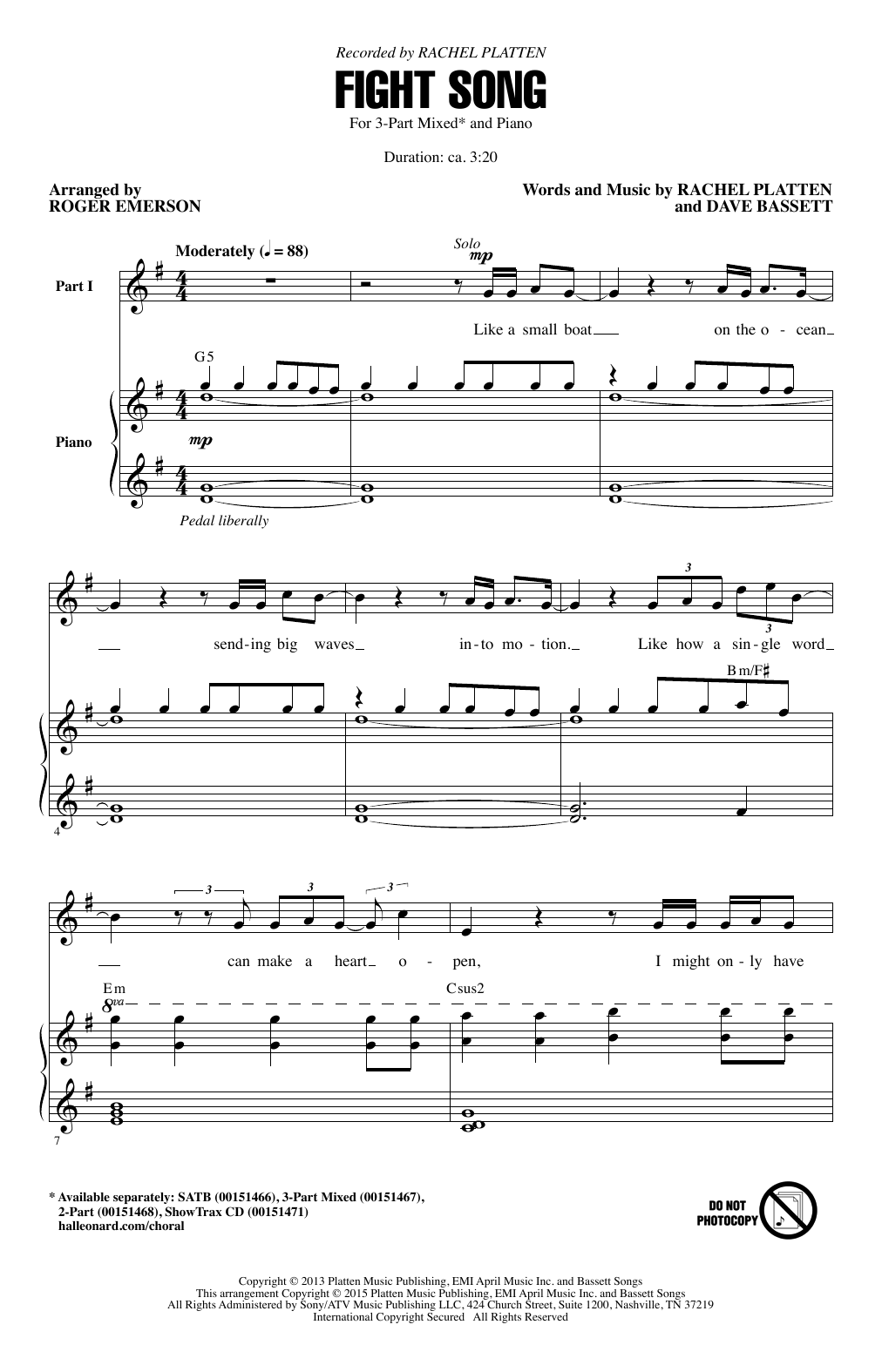 Product picture to: Fight Song (arr. Roger Emerson)