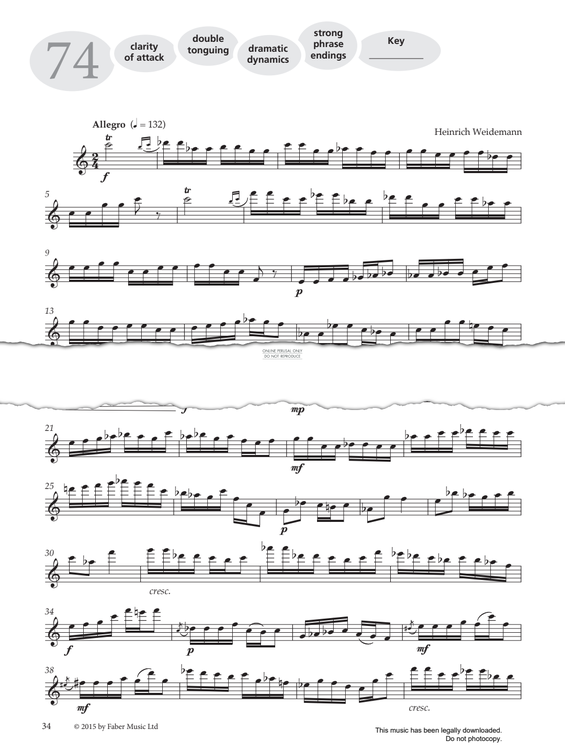 Product gallery: Page 1 of 1 Study No.74 'Allegro' (from 'More Graded Studies For Flute Book Two'), Heinrich Weidemann