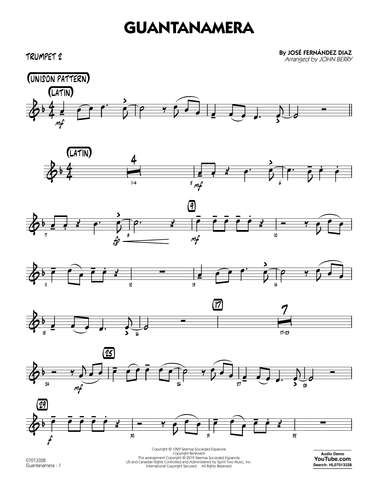 Produktgalerie: Seite 1 von 1 Guantanamera (arr. John Berry) - Trumpet 2, 