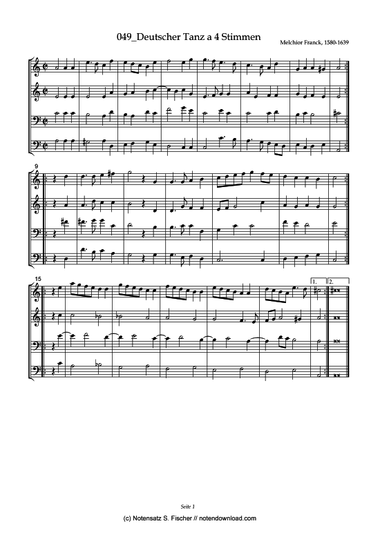 Product picture to: Deutscher Tanz a 4 StimmenMelchior Franck (1580-1639)