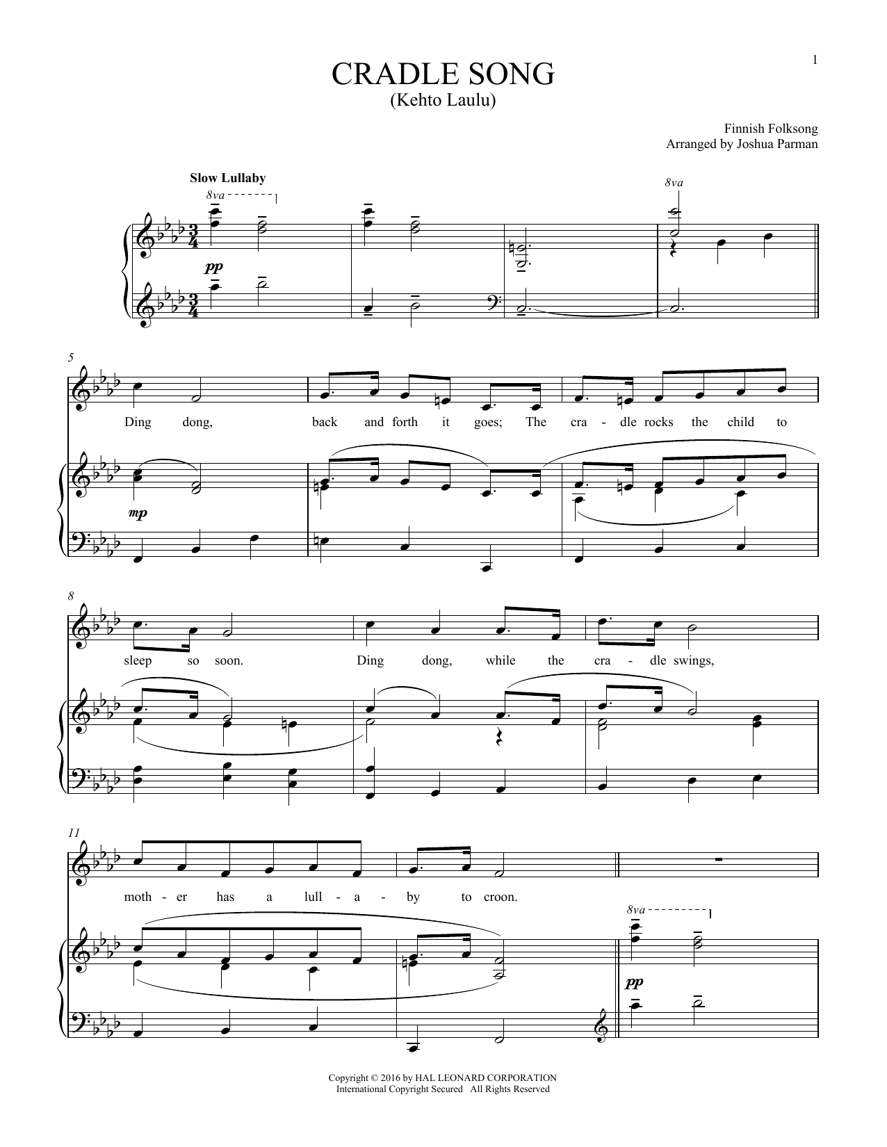 Produktbild zu: Kehto Laula (Cradle Song)
