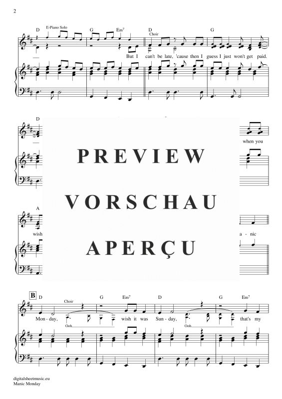 gallery: Manic Monday , Bangles, Piano and Voice