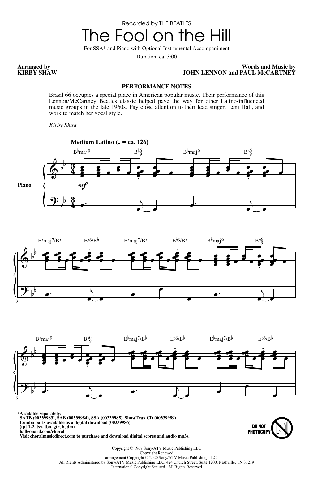 Produktgalerie: Seite 1 von 1 The Fool On The Hill (arr. Kirby Shaw), The Beatles, Chor