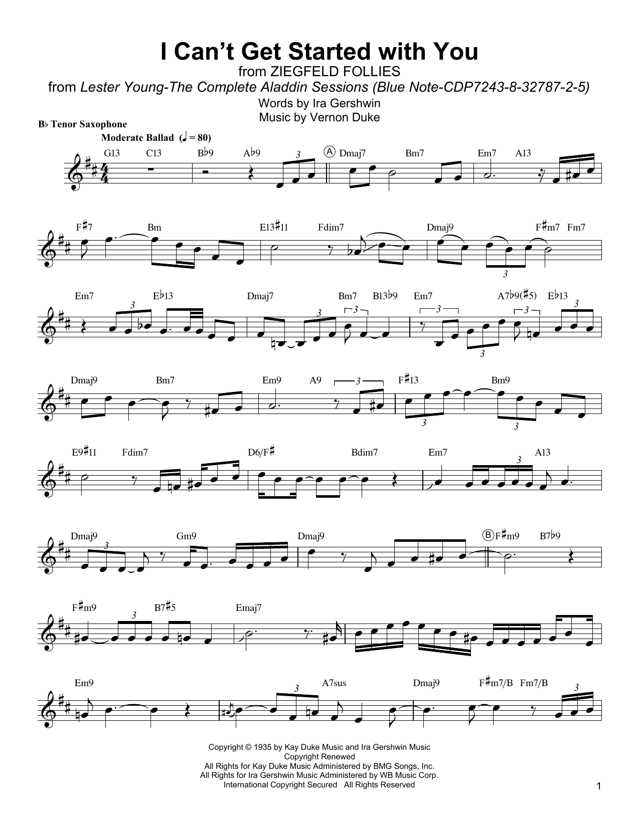 Product gallery: Page 1 of 1 I Can't Get Started, Lester Young