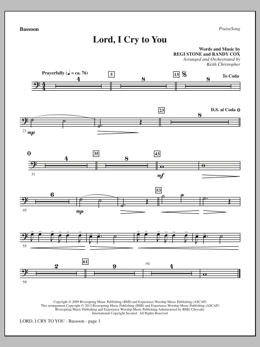 Produktgalerie: Seite 1 von 1 Lord, I Cry To You - Bassoon, Keith Christopher, Chor