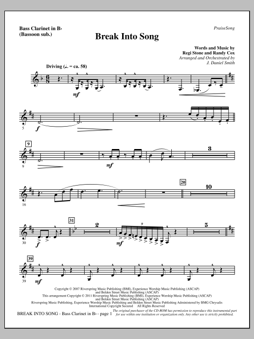 Produktgalerie: Seite 1 von 1 Break Into Song - Bass Clarinet (sub. Bassoon), J. Daniel Smith, Chor