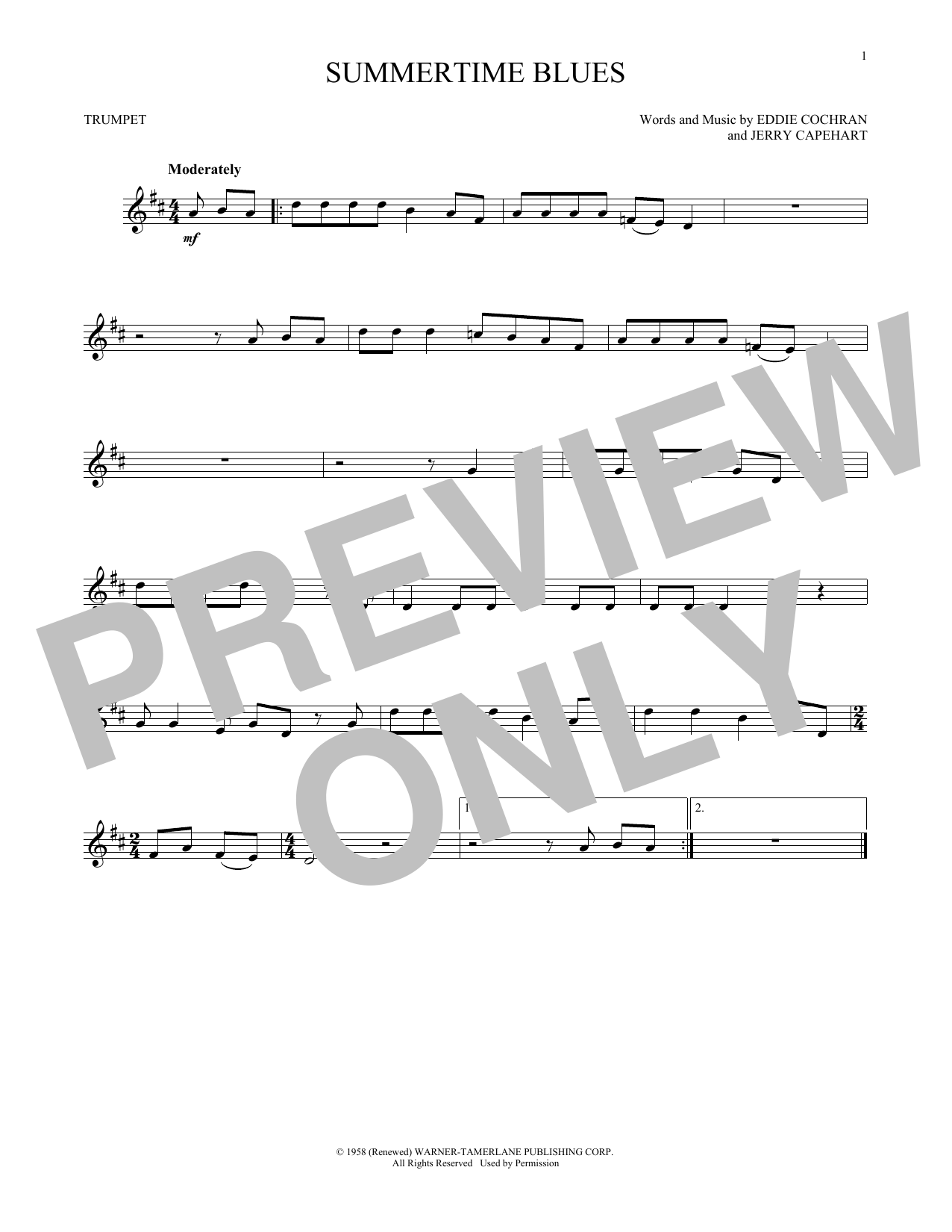 Produktgalerie: Seite 1 von 1 Summertime Blues, Eddie Cochran, Trompete