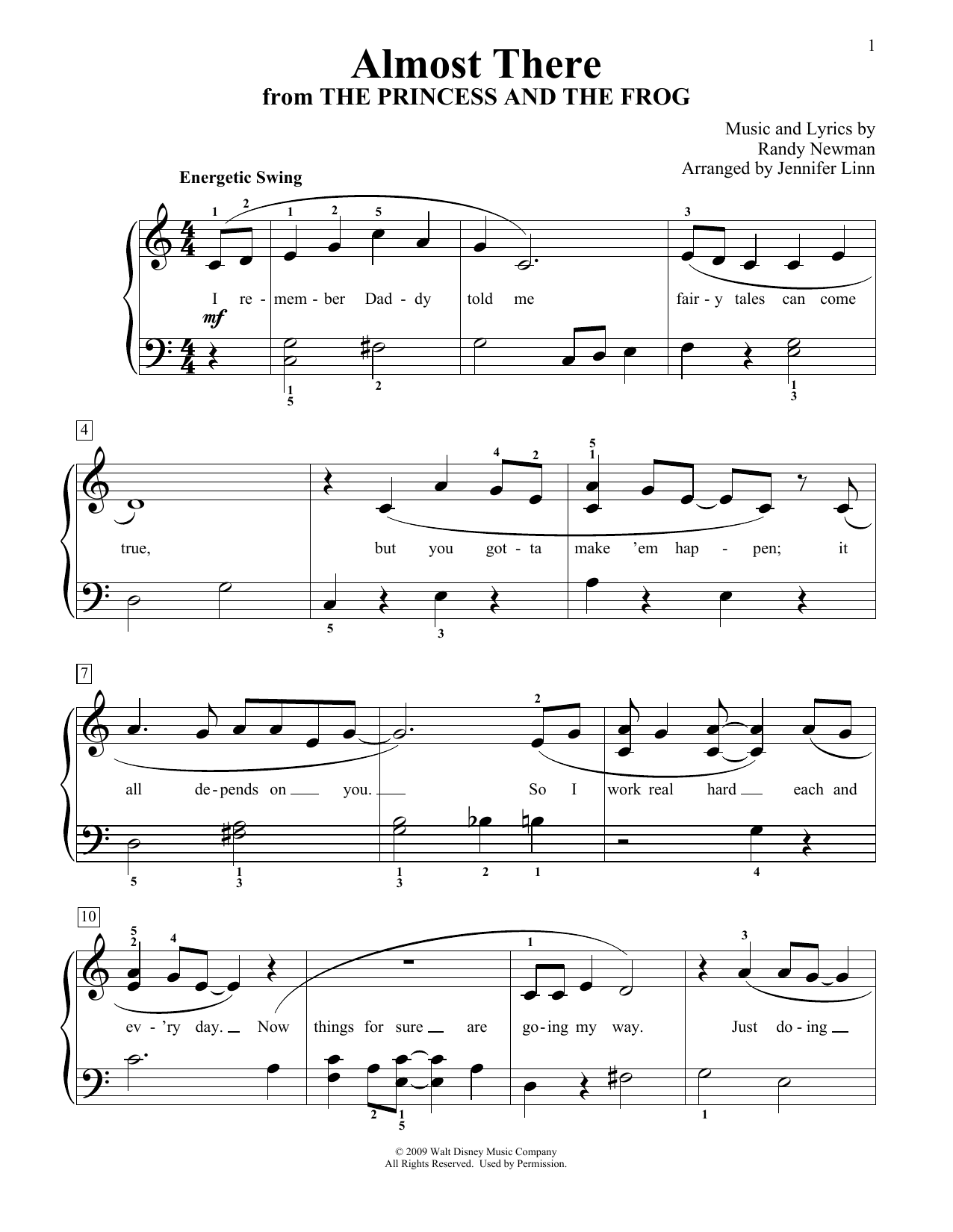 Produktbild zu: Almost There (from The Princess and the Frog) (arr. Jennifer Linn)