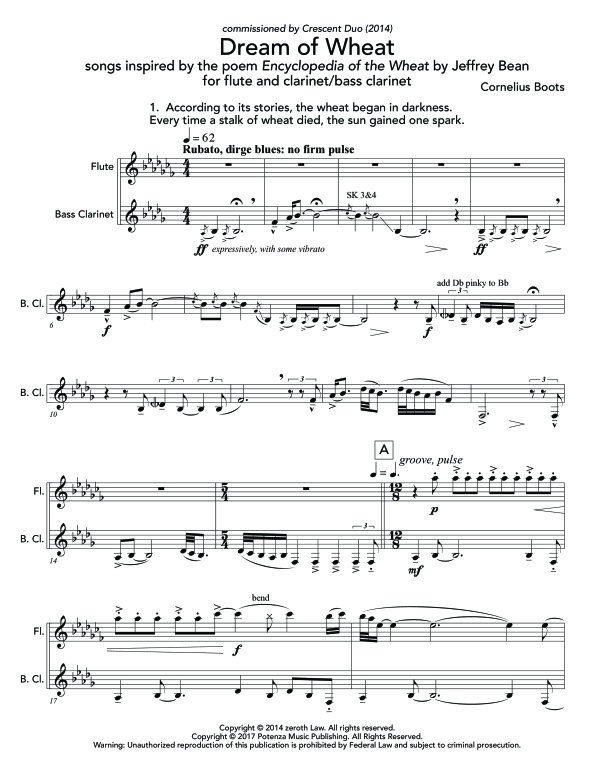 Product gallery: Page 1 of 11 Dream of Wheat, , (woodwind duet flute and clarinet/bass clarinet)