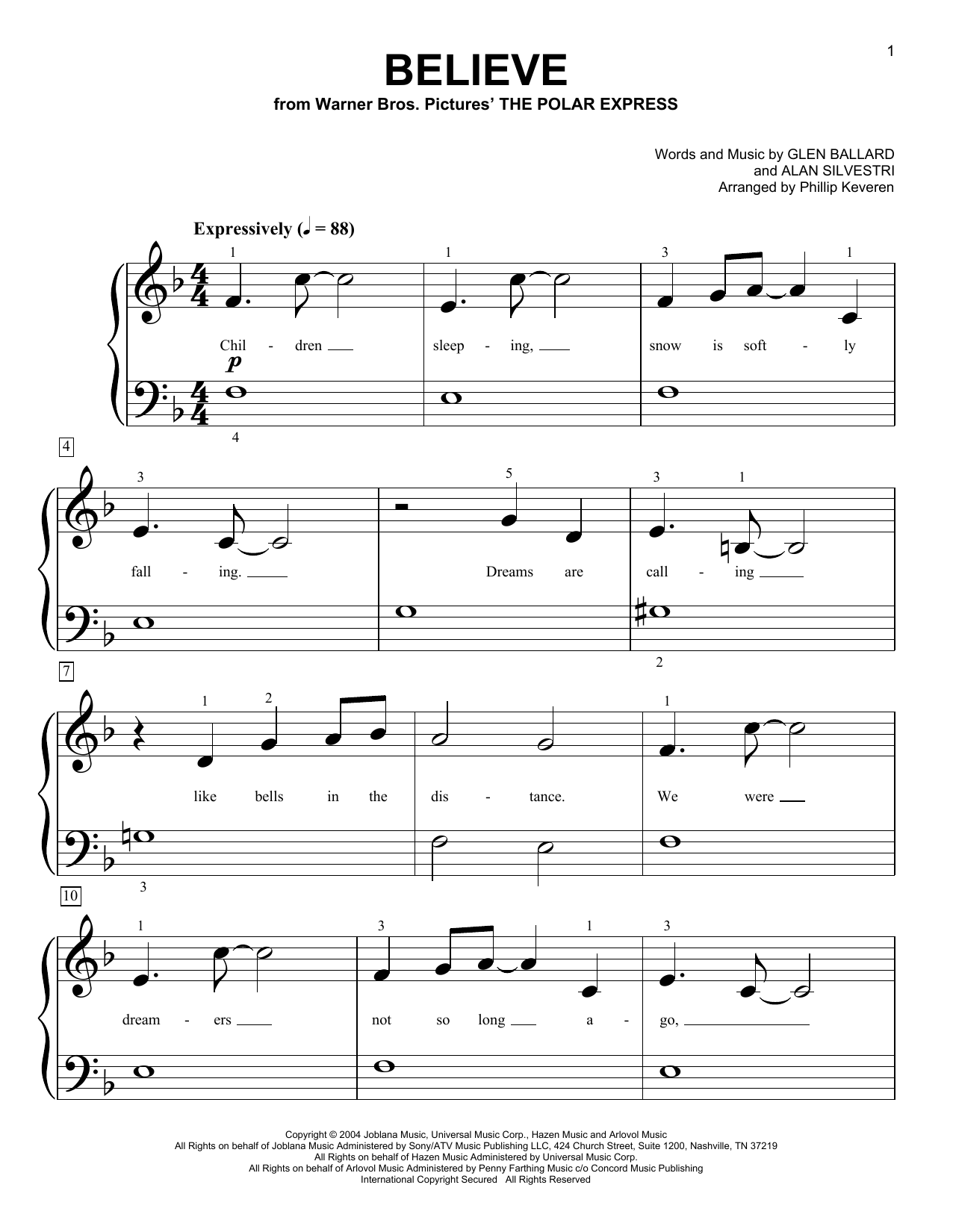 Product picture to: Believe (from The Polar Express) (arr. Phillip Keveren)