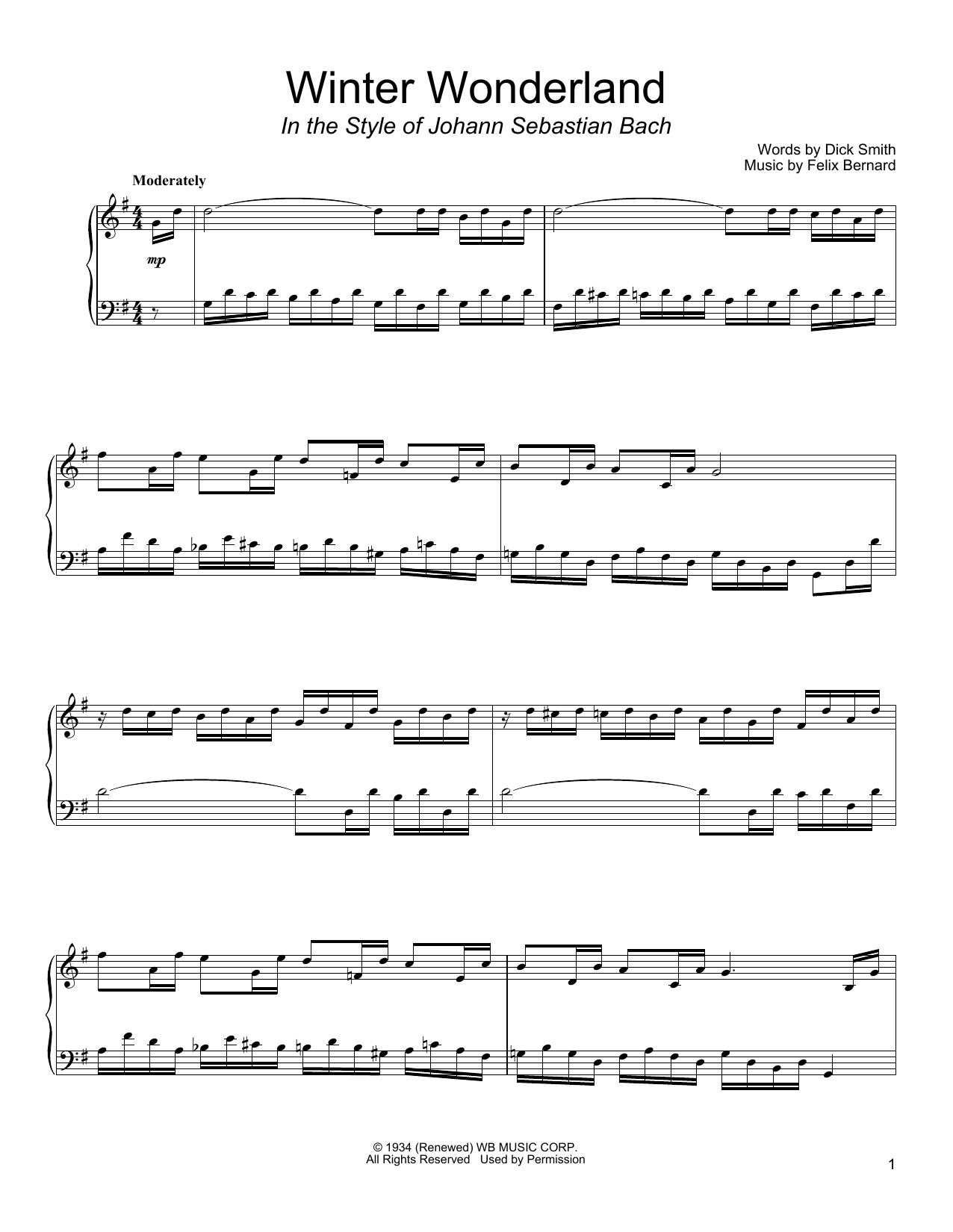 Product gallery: Page 1 of 1 Winter Wonderland (in the style of J.S. Bach) (arr. David Pearl), Dick Smith