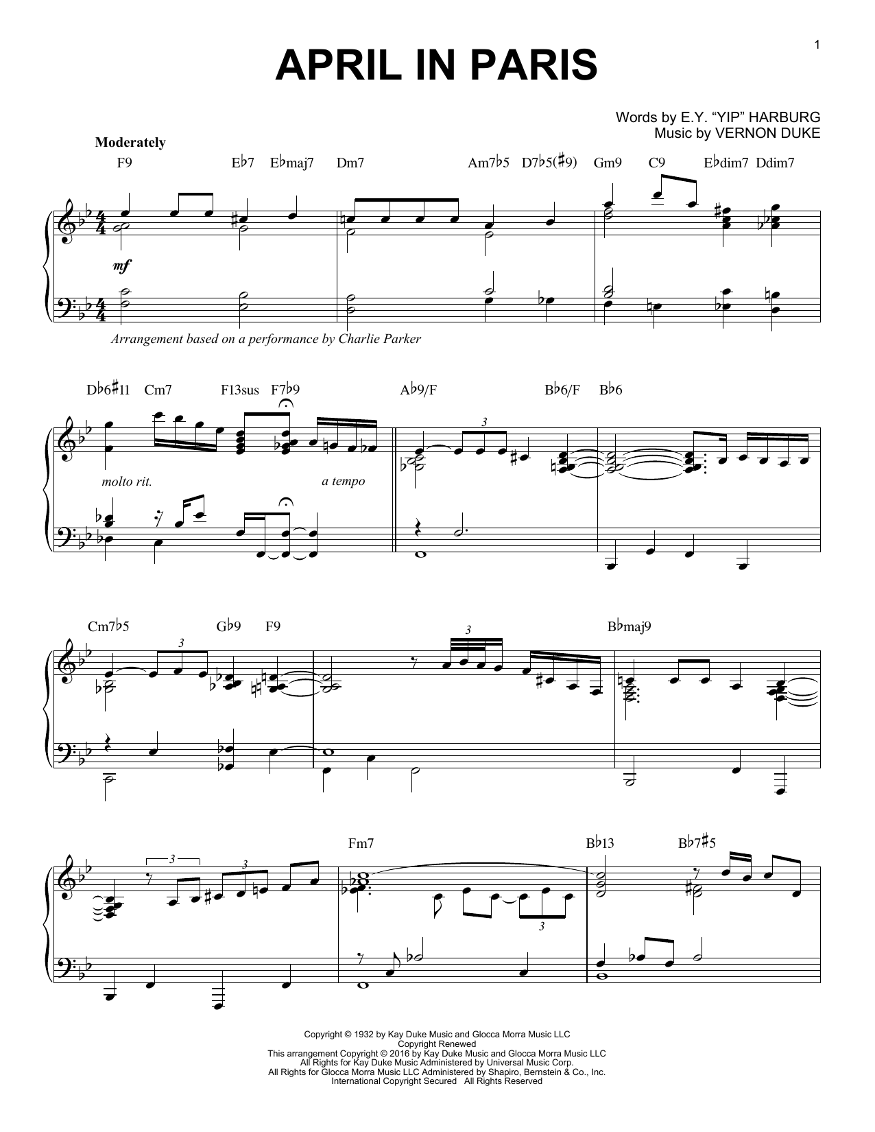 Produktbild zu: April In Paris (arr. Brent Edstrom)