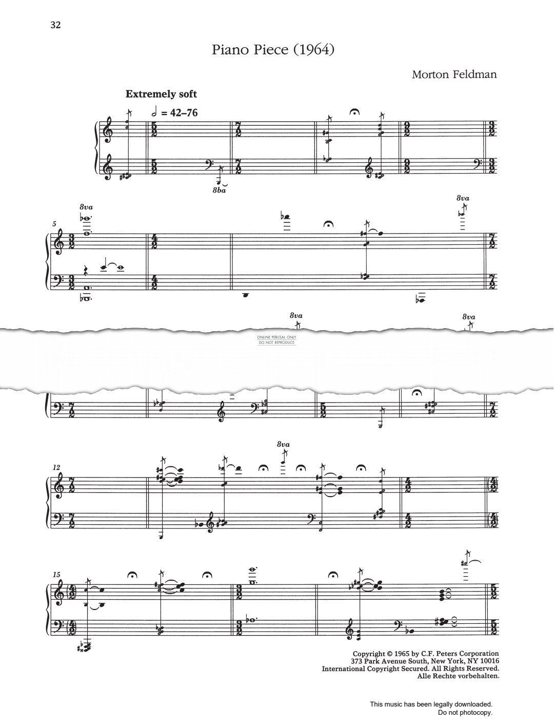 Produktbild zu: Piano Piece (1964)