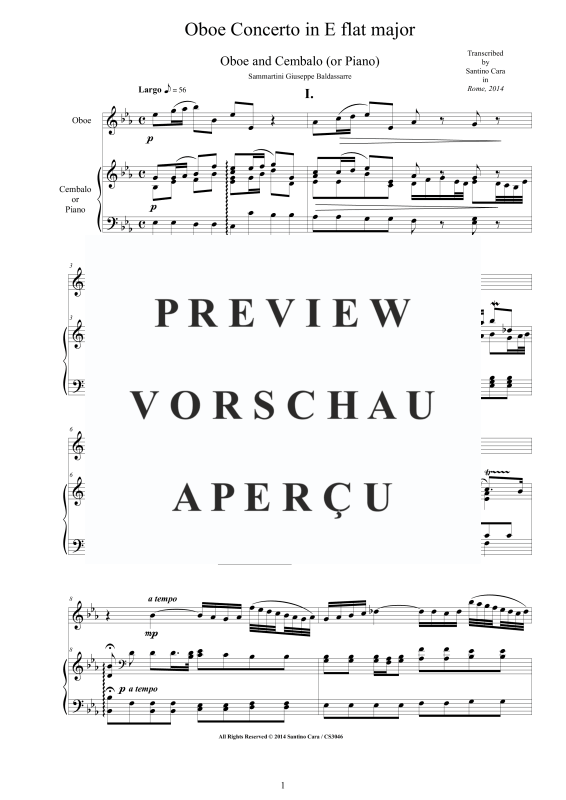 Produktgalerie: Seite 2 von 11 Oboen Konzert in Es-Dur, , Oboe und Cembalo/Klavier