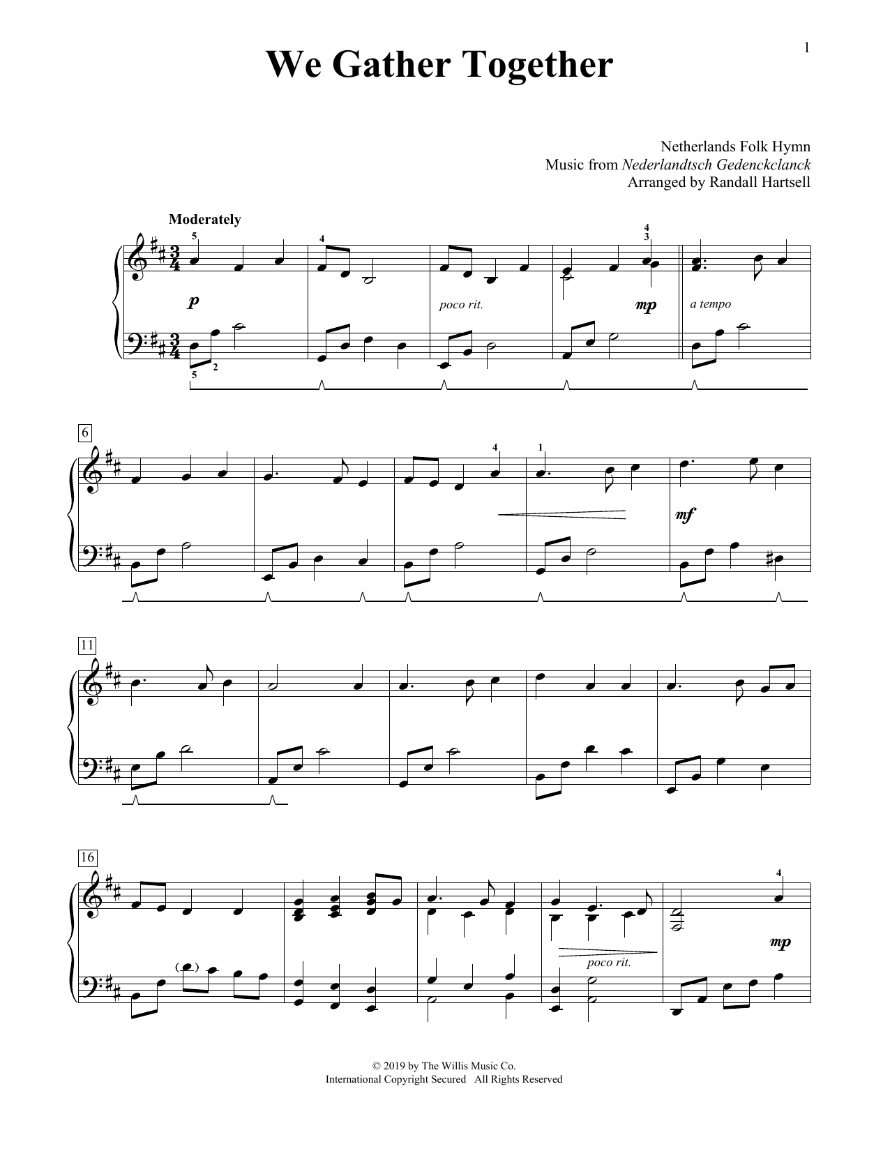 Product picture to: We Gather Together (arr. Randall Hartsell)
