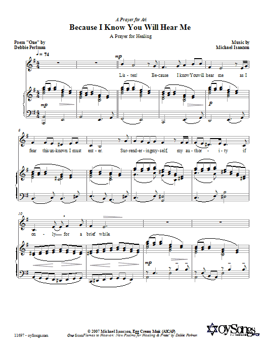 Product gallery: Page 1 of 1 Because I Know You Will Hear Me, Michael Isaacson