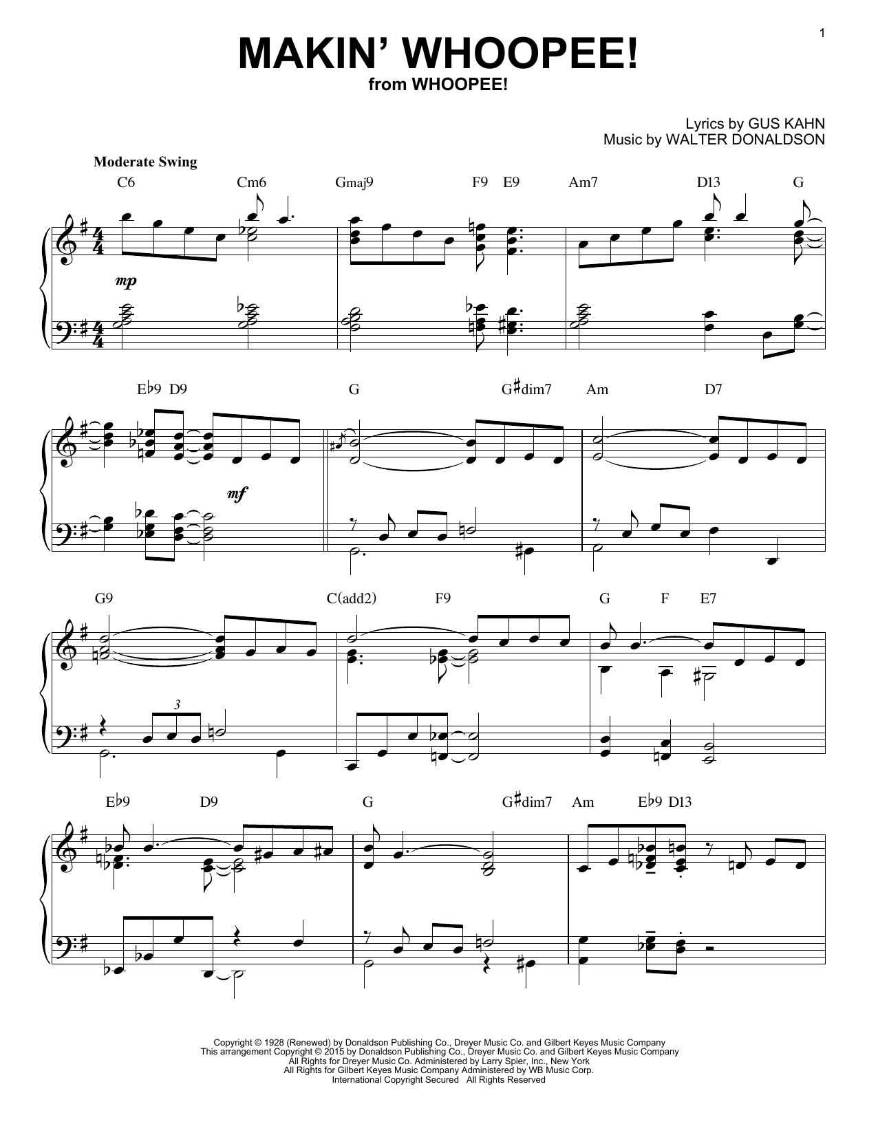Product picture to: Makin' Whoopee! [Stride version] (arr. Brent Edstrom)