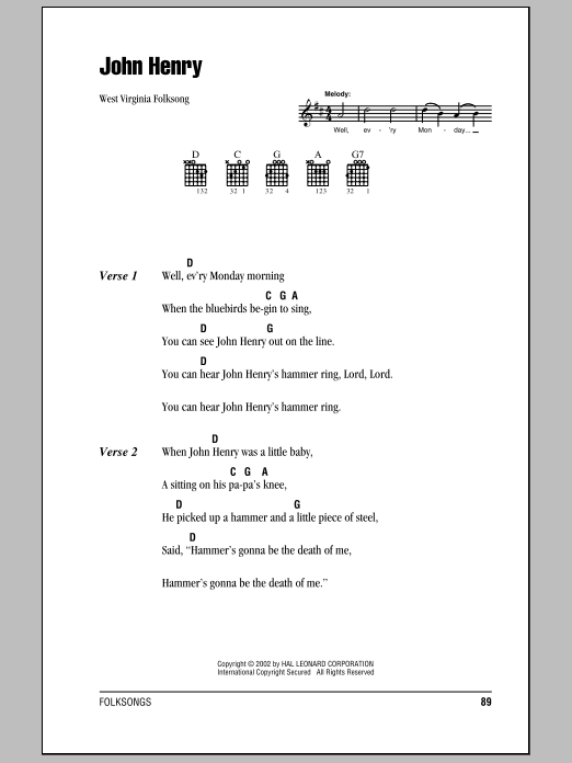 Produktgalerie: Seite 1 von 1 John Henry, West Virginia Folksong, Gitarre