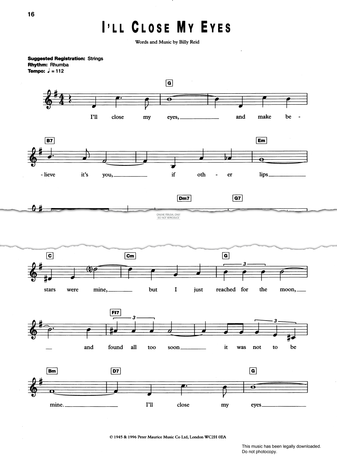 Product gallery: Page 1 of 1 I'll Close My Eyes, Billy Reid