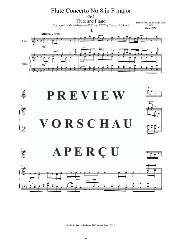 Product gallery: Page 3 of 11 Flute Concerto No.8 in F-Dur Op.5, , Flute and Piano/Harpsichord