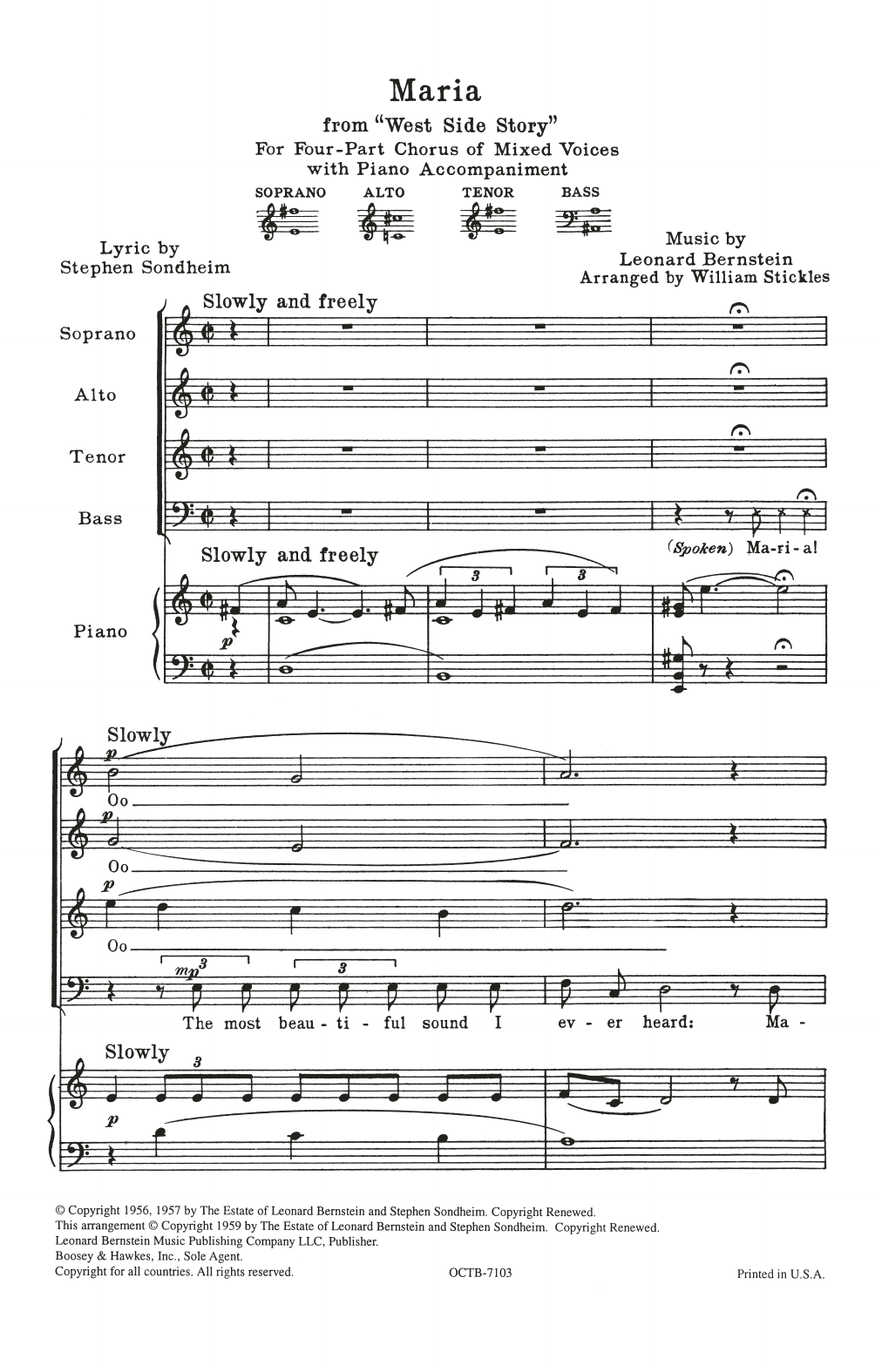 Product picture to: Maria (from West Side Story) (arr. William Stickles)