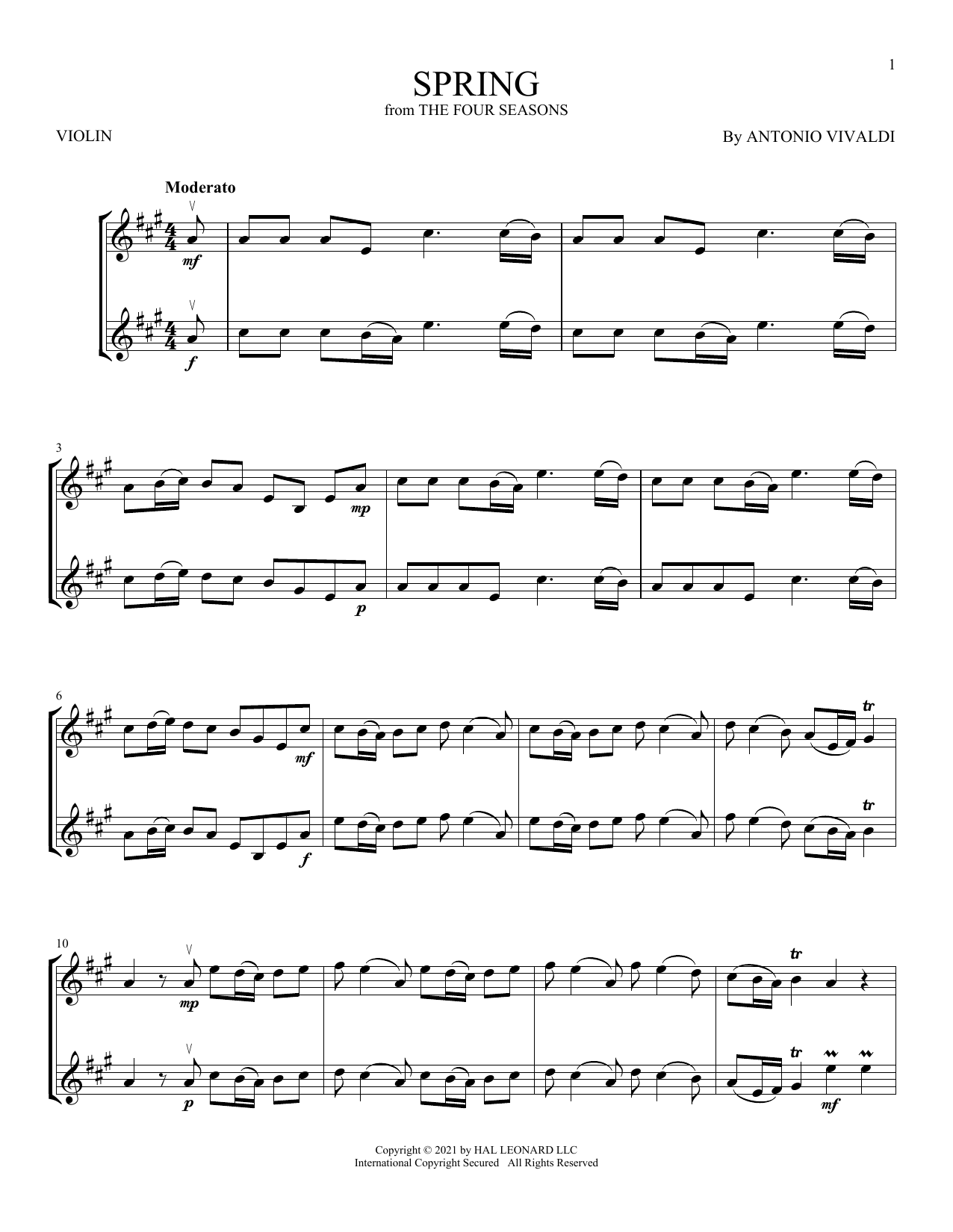 Product gallery: Page 1 of 1 Spring (from The Four Seasons), Antonio Vivaldi