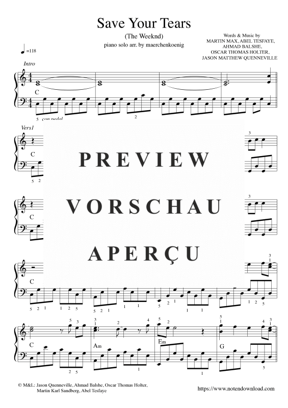 gallery: Save Your Tears, maerchenkoenig, (Klavier Solo)