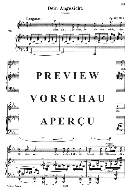 Product gallery: Page 2 of 3 Dein Angesicht, Op.127 No.2, , High Voice and Piano