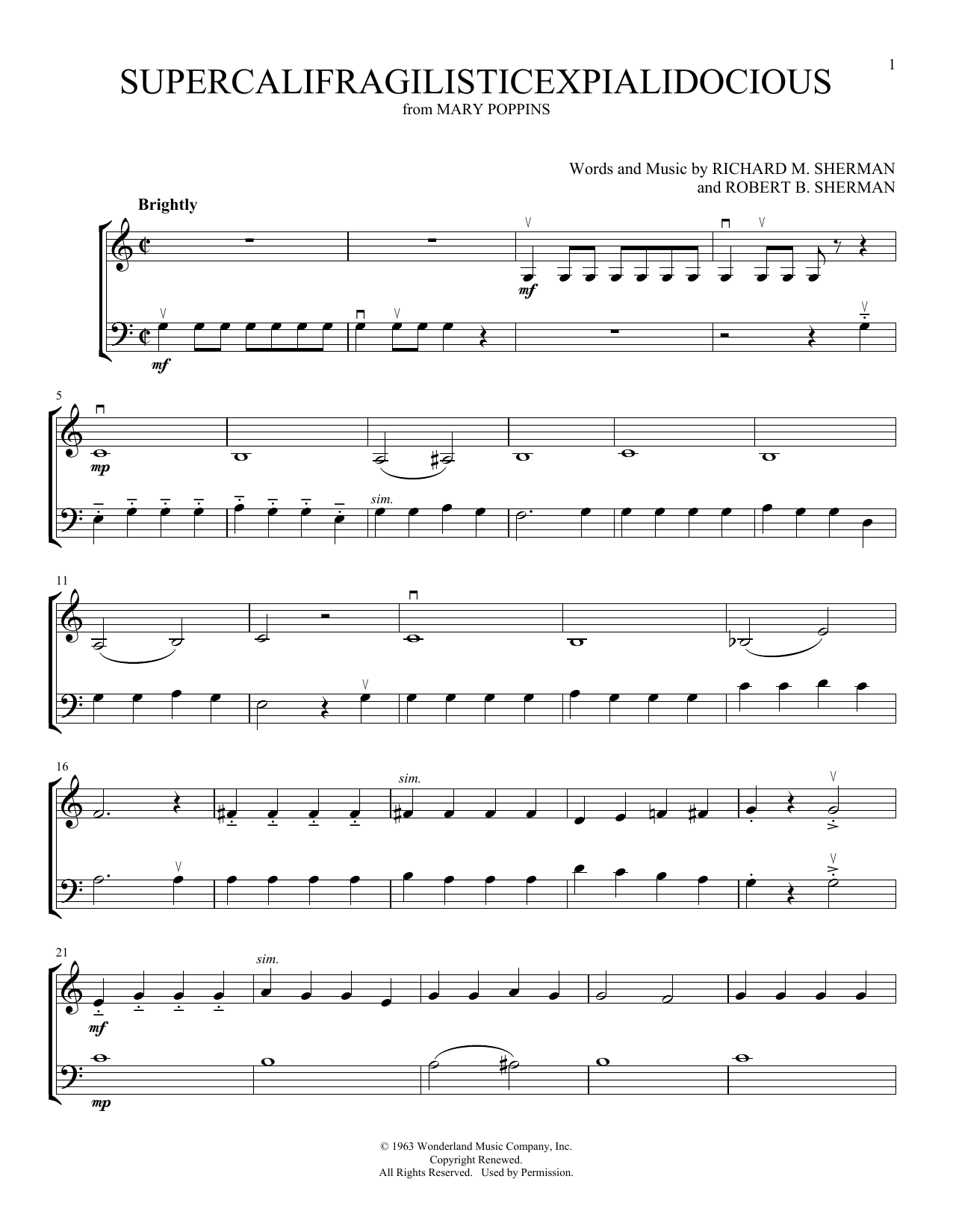 Produktgalerie: Seite 1 von 1 Supercalifragilisticexpialidocious (from Mary Poppins) (arr. Michelle Hynson), Sherman Brothers