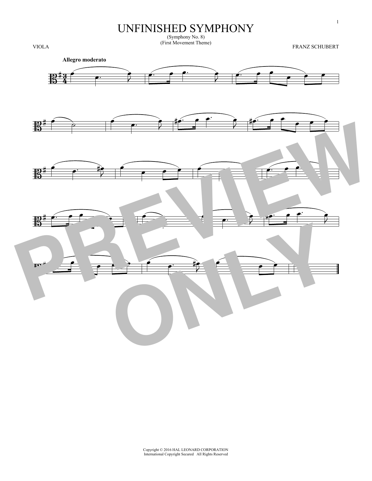 Product gallery: Page 1 of 1 The Unfinished Symphony (Theme), Franz Schubert