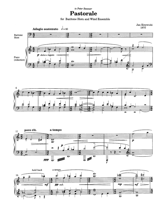 Product picture to: Pastorale (Piano Reduction) Jan Krzywicki
