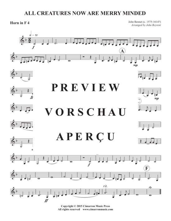 Produktgalerie: Seite 9 von 10 All Creatures Now Are Merry Minded , , (Horn Quintett)