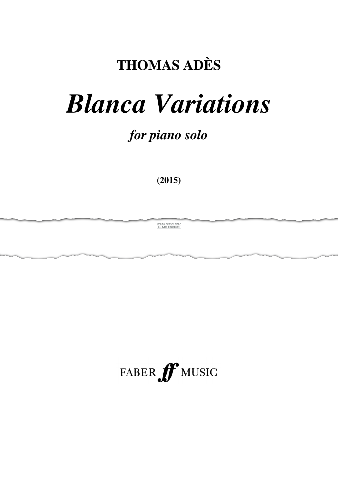 Produktgalerie: Seite 1 von 1 Blanca Variations, Thomas Adès, Klavier
