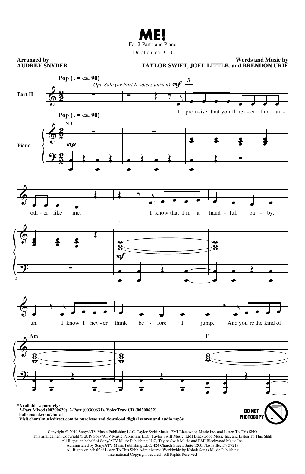Produktbild zu: ME! (arr. Audrey Snyder)