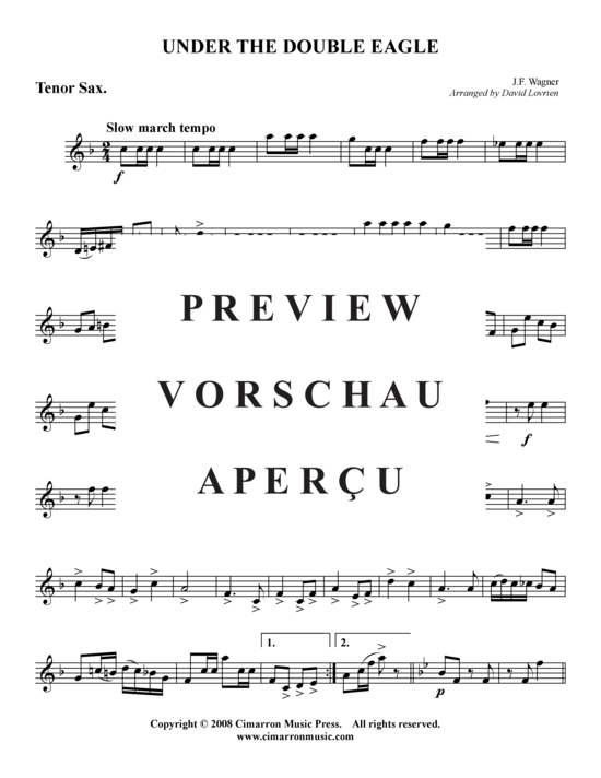 Product gallery: Page 11 of 12 Unter dem Doppeladler March , , (Saxophone quartet SATB)