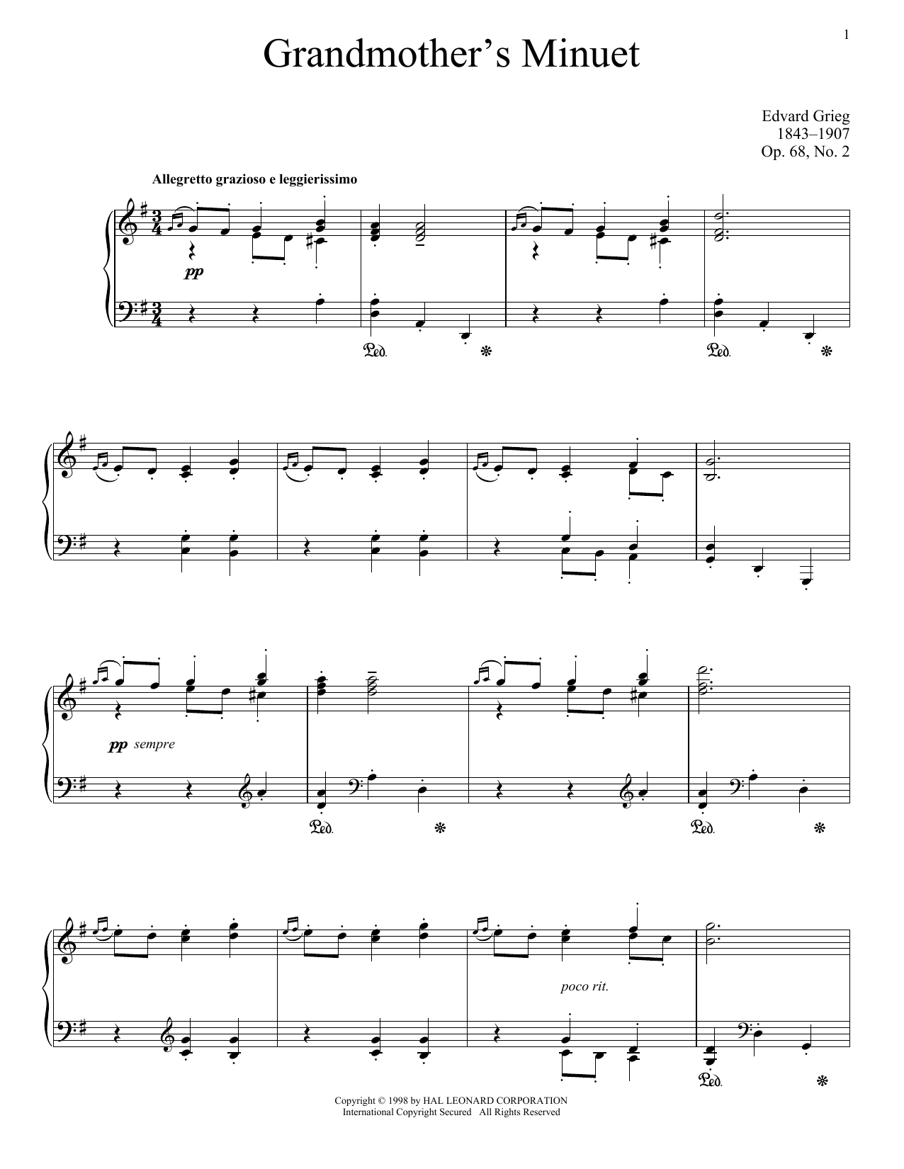 Product gallery: Page 1 of 1 Grandmother's Minuet, Op. 68, No. 2, Edvard Grieg