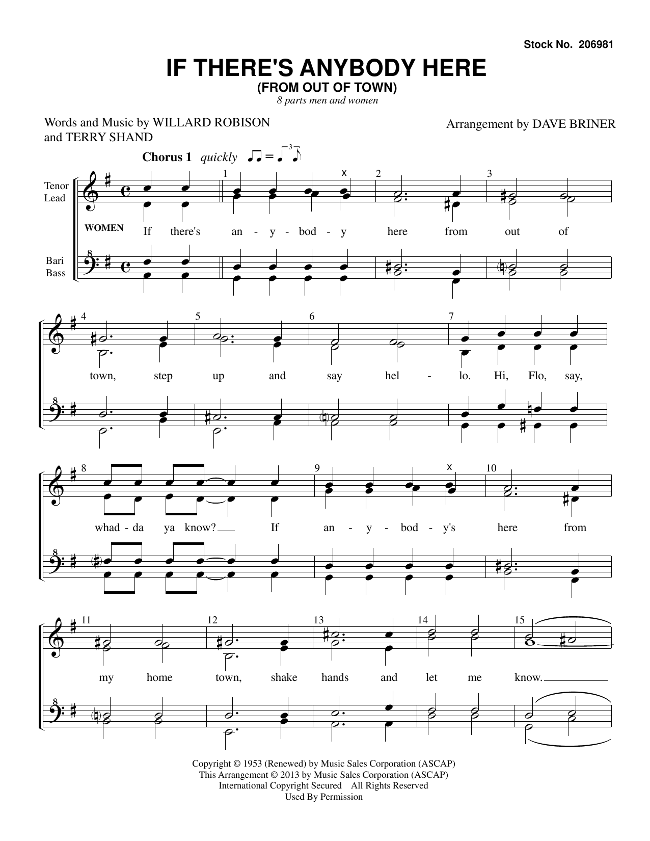 Product picture to: If There's Anybody Here (from Out Of Town) (arr. David Briner)
